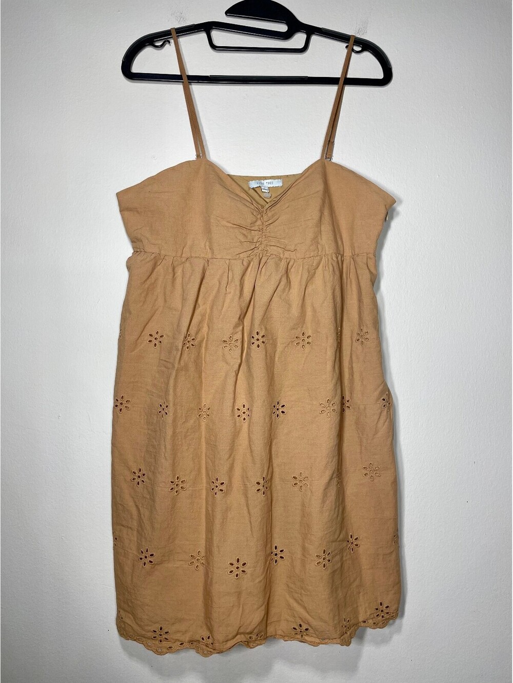 Love Tree Eyelet Babydoll MiniDress Boho Fairycore Coastal L